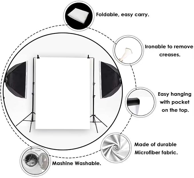 10X10FT White Photography Backdrop, High Density Polyester Fiber Photo Background Cloth is Foldable and Machine Washable, Suitable for Photo Background Video Photography Studios