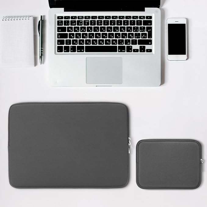 RAINYEAR 11-11.6 Inch Laptop Sleeve Protective Case Soft Cover with Accessories Pouch, Compatible with MacBook Neo A18 11.6" MacBook Air for 11" Notebook Tablet Chromebook (Gray)