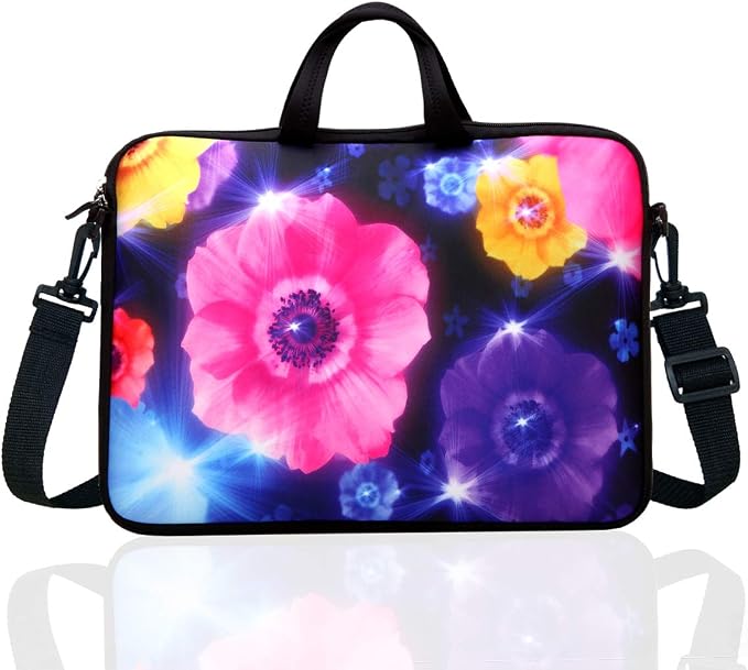 14-Inch Laptop Shoulder Bag Sleeve Case With Handle For 13" 13.3" 14" 14.1" Netbook/Macbook Air Pro (Colourful Flower)