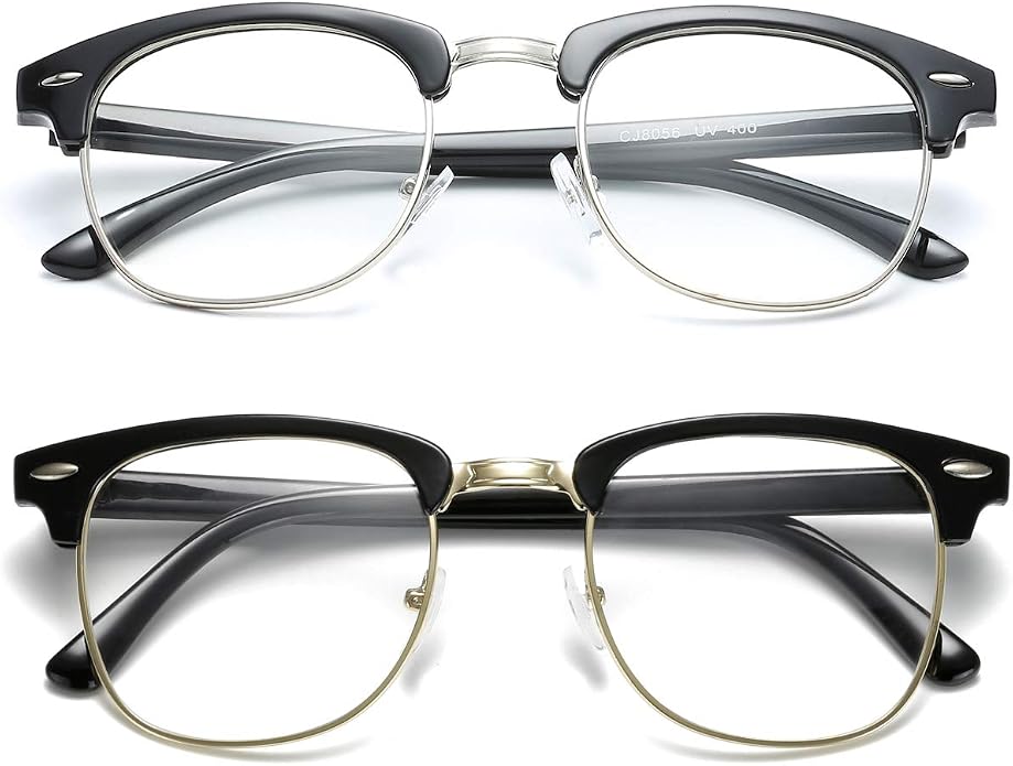 Fashion Vintage Classic Semi-Rimless Half Frame Clear Lens Glasses