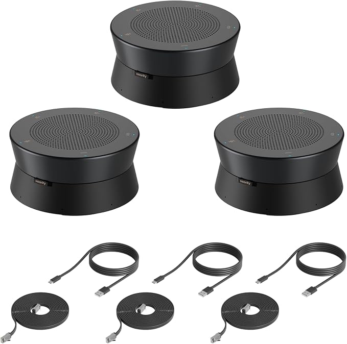 Nearity A20Sx3 Conference Speaker and Microphone, USB Speakerphone w/8 Mics, 16ft Voice Pickup, AI 2.0 Noise Cancelling, USB Speakermic with Daisy Chain, Works with Microsoft/Teams/Google Meet