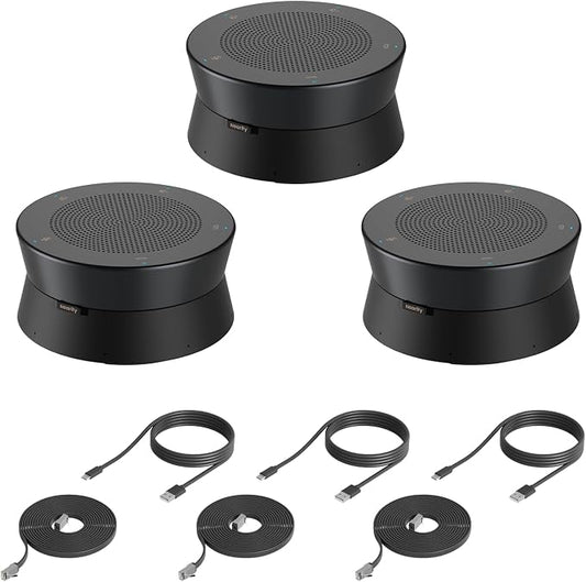Nearity A20Sx3 Conference Speaker and Microphone, USB Speakerphone w/8 Mics, 16ft Voice Pickup, AI 2.0 Noise Cancelling, USB Speakermic with Daisy Chain, Works with Microsoft/Teams/Google Meet