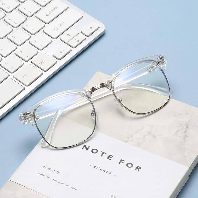 Fashion Vintage Classic Semi-Rimless Half Frame Clear Lens Glasses