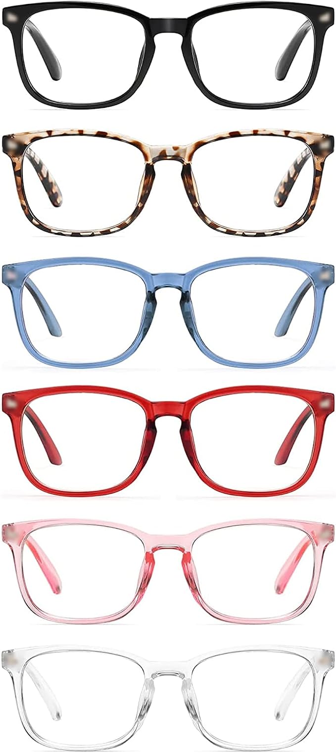 CCVOO Women's Clear Vision Blue Light Blocking Reading Glasses Black/Leo/Blue/Red/Pink/Clear, +3.5