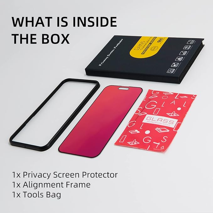 EGKimBa Privacy Screen Protector - Compatible with iPhone 16, 15, 14 Pro - 6.1 inch Gradient Colorful Electroplated Anti-Spy Anti-Blue Light Tempered Glass | Electroplated