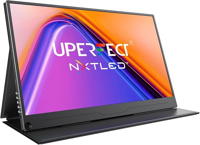 UPERFECT True Color Portable Monitor 15.6”, NxtLED™ Eye Care Laptop Monitor, 125% sRGB 1080P, Flicker-Free Low Blue Light Display, USB-C & HDMI & VESA, Travel Second Screen for Computer, Game Consoles