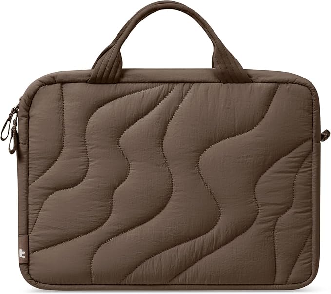 tomtoc 13-14 Inch Protective Puffy Laptop Carrying Bag for Women, Lightweight Laptop Briefcase Fits 13-inch Macbook Air M5 2026 & Neo A18, 14" MacBook Pro, Work Bag Case Handbag with Organized Storage