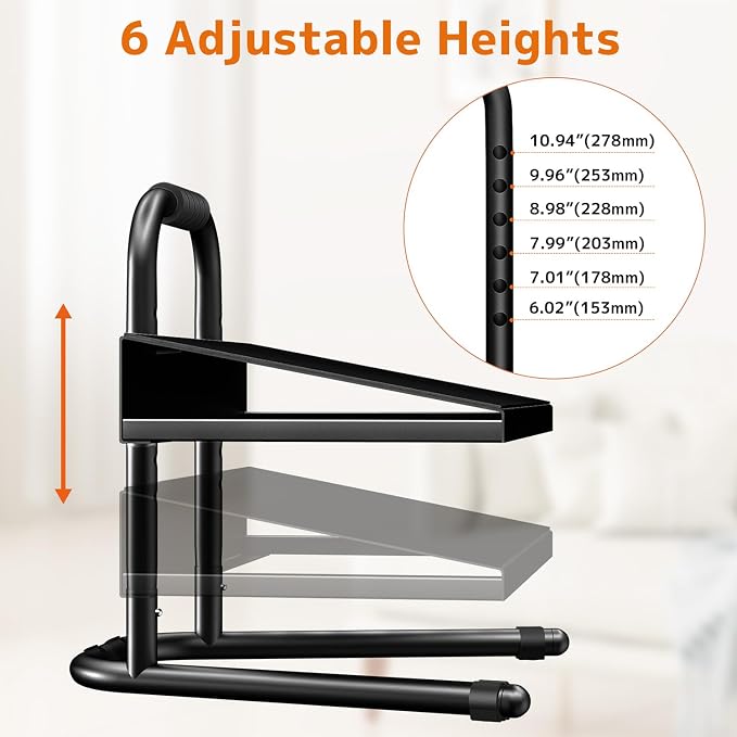 Height Adjustable Standing Foot Rest with Soft Grip Handle,Under Desk Footrest for Standing and Sitting,All-Steel Construction,Black