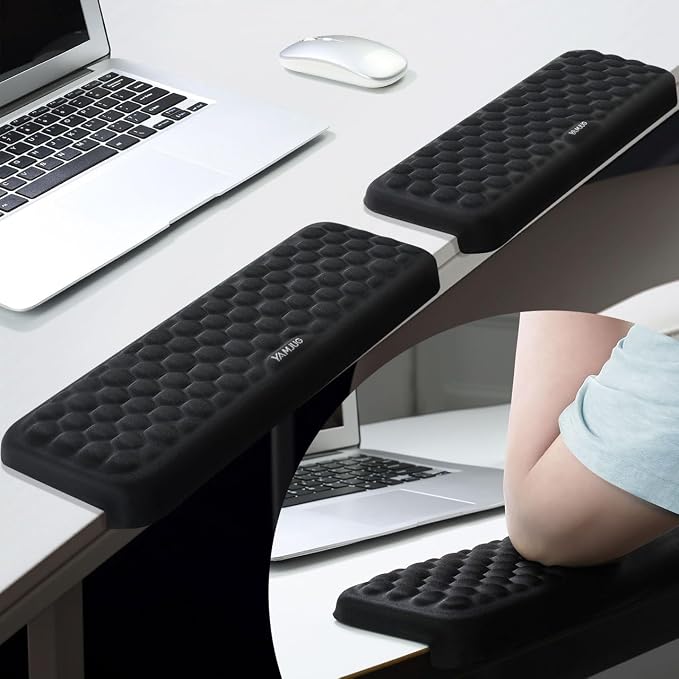 L-Shaped Desk Edge Cushion, 2-Piece Elbow Pad for Desk with Ergonomic Memory Foam Support,Non-Slip Arm Rest Pad, Wrist Rest for Computer Keyboard Office Home Black