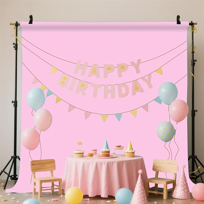 Pink Backdrop for Photoshoot, Pink Background for Portrait, Product Photography Beauty Fashion Shoot Party Celebrations 5x7FT