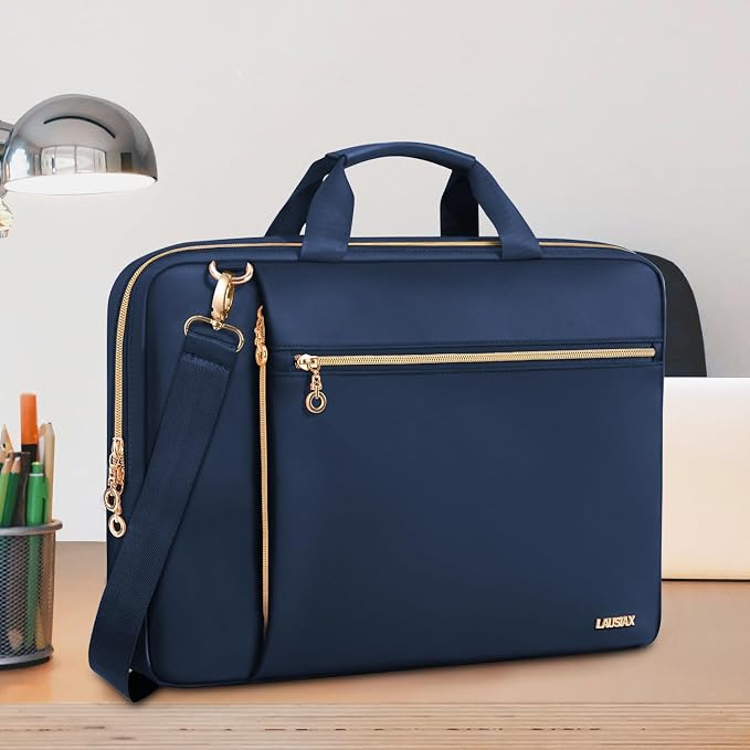 Laptop Case Bag Women Men Computer Sleeve Compatible with MacBook/Dell/HP/Acer/ASUS/LG, Waterproof Shoulder Carrying Briefcase, Blue, 17-17.3 Inch