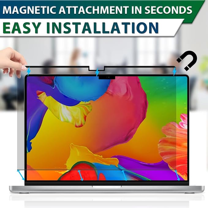 STARY Magnetic Privacy Screen for MacBook Pro 14 Inch (2021-2026，M1, M2, M3, M4,M5,Pro, Max) Removable Laptop Privacy Filter Shield and Matte Anti-Glare Blue Light Protector