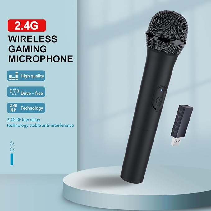 HONCAM USB Wireless Microphones UHF Metal Handheld Dynamic Mic with USB Receiver for PC Computer, Laptop,Gaming, Singing Practice, Compatible with Xbox Series X/S, PS5, Switch OLED, NS Switch, Wii
