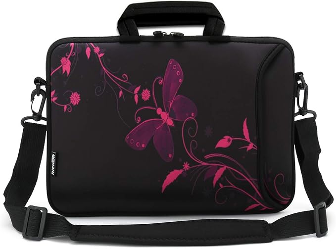 RICHEN 10 inch Messenger Bag Carrying Case Sleeve with Handle Accessory Pocket Fits 7 to 10-Inch Laptop/Notebook/ebooks/Kids Pad (7-10.2 inch, Nice Butterfly)