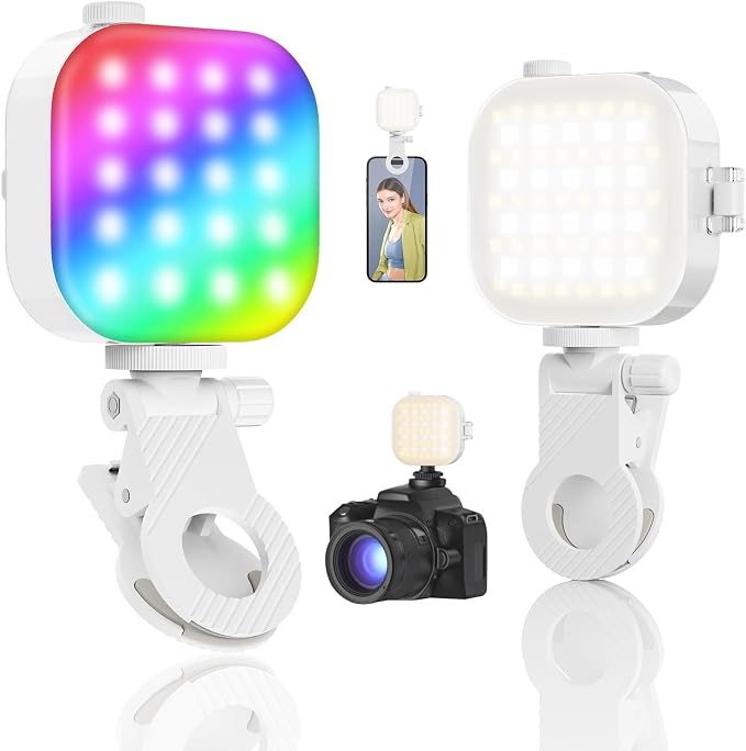 TELESIN Magnetic RGB Video Light for Phone/iPhone MagSafe/iPad/Laptop/Camera, Selfie Light 360° Full Color CRI 95+/2500-9000K Portable Photography Lighting w Clip, 2000mAh Rechargeable