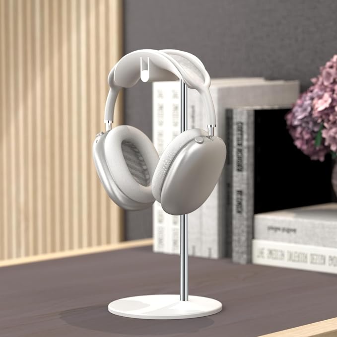 Headphone Stand, Headset Holder with Solid Base for Desk, Compatible with AirPods Max, Beats, Bose, B&O, Sony, Sennheiser, Gaming, etc (White)
