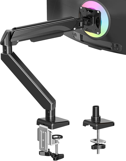 MOUNT PRO Ultrawide Single Monitor Arm for 22"- 42" Screens, Monitor Desk Mount Stand Holds up to 33 lbs, Heavy Duty Fully Adjustable Gas Spring Desk Mount, VESA Mount with Clamp/Grommet Base