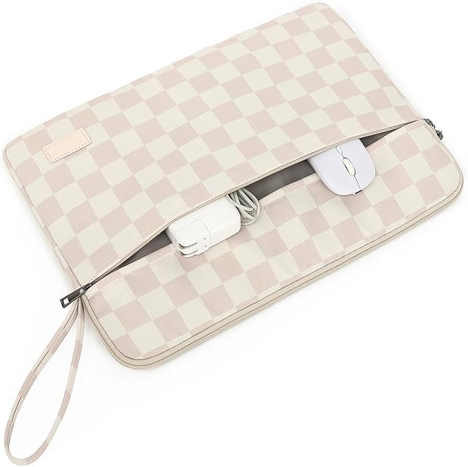 Khaki Checkered Pattern Laptop Sleeve 15 Inch 15 Case and 15.6 Laptop Bag