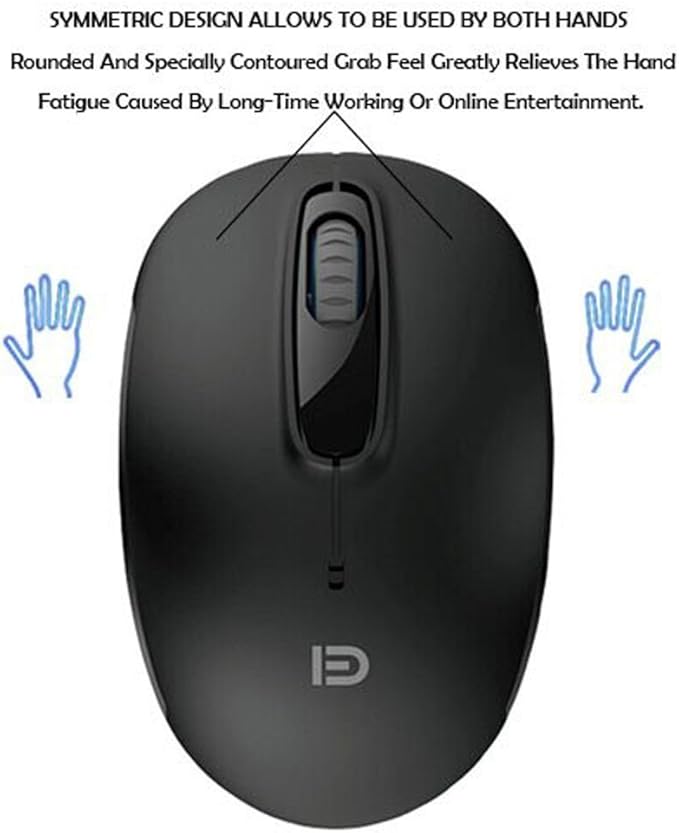 MiraCase Comfortable 2.4 GHz Long Range Silent Wireless Mouse | 1600 DPI | 30ft Working Distance | Battery Included | Black