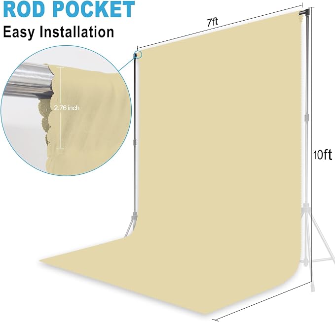 Tan Backdrop for Photoshoot Professional Photo Backdrop Background Curtain for Product Photography Portraits Wedding Party Live Streaming Video Recording 7X10 FT
