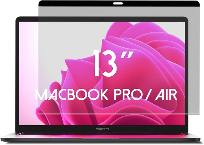Magnetic Privacy Screen for Macbook Pro 13 Inch (2016-2022, M1, M2) / Macbook Air 13 Inch (2018-2021, M1), Removable Laptop Privacy Filter, Blue Light Blocking Shield and Protector