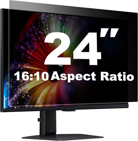 [1 Pack] 24 Inch Computer Privacy Screen for 16:10 Aspect Ratio Widescreen Monitor, Eye Protection Anti Glare Blue Light Filter Shield, Removable Anti-Scratch Anti Spy Protector