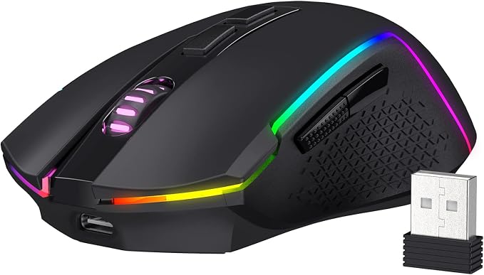 Redragon M693 Wireless Gaming Mouse, 8000 DPI Mice w/ 3-Mode Connection, BT & 2.4G Wireless, 7 Macro Buttons, Reliable Power Capacity for PC/Mac/Laptop