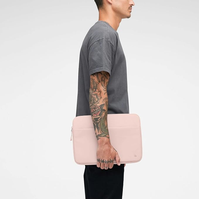 Incase A.R.C. Laptop Sleeve 14 Inch – MacBook Case with Faux Fur Lining, External Pocket – Fits MacBook Pro Air Lenovo Dell HP – Laptop Cover, Computer Case - Travel, Work, College - Peach
