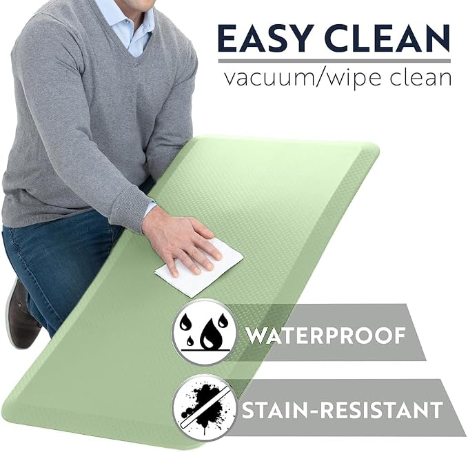 KANGAROO Anti Fatigue Mats for Kitchen Floor, Reduce Foot, Knee, Back Pressure, 3/4 Inch Thick Cushioned Ergonomic Mat, Waterproof Comfort Rug for Under Sinks, Standing Desk, Stores, 20x32, Sage Green
