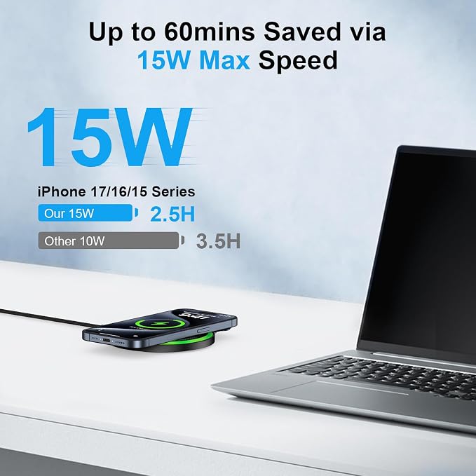 Samsung Wireless Charger Fast Charging Pad for Galaxy S26 Plus S26 Ultra S25 Ultra S25 FE/Edge S24FE S23 Z Flip/Fold7,Wireless Charging Station Cargador Inalámbrico Para for iPhone 17e 16 with Adapter