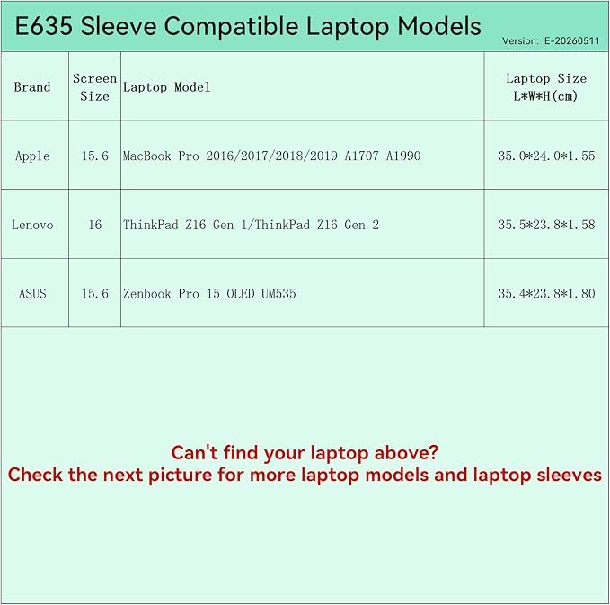 Smatree Elite Laptop Sleeve for 15.6-16 inch Apple MacBook Pro 2016/2017/2018/2019 A1707 A1990, ASUS Zenbook Pro 15 OLED UM535, Lenovo ThinkPad, Protective Laptop Case with Pocket(E635)
