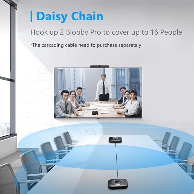 BOYA Blobby Pro Bluetooth Speakerphone, 360° Voice Pickup, Noise Reduction, 16H Call Time, USB Conference Microphone for Home Office Zoom Teams, Portable Speaker Daisy Chain for Large Meetings