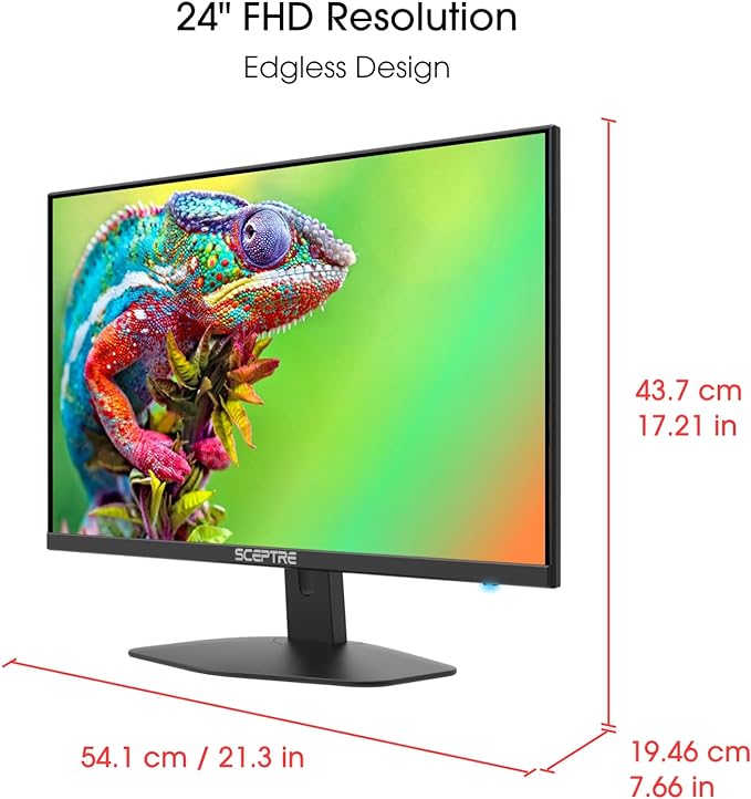 Sceptre Prime 24-inch Gaming Monitor 100Hz 1ms DisplayPort HDMI x2 100% sRGB AMD FreeSync Build-in Speakers, Eye Care Frameless Machine Black 2025 (E248W-FW100T)