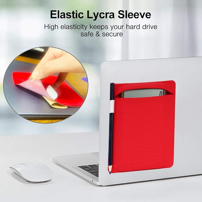 RIVEENY Portable Hard Drive Sleeve for Laptop, SSD Solid State Drive, Stick on External Hard Drive Carrying Case, Travel Pocket Pouch