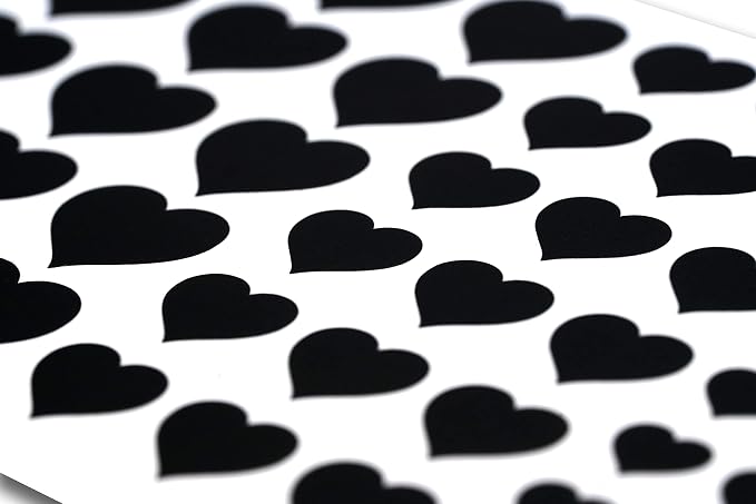 Blocked Original Vinyl Webcam Cover Stickers | Restickable & Stackable Privacy Covers | for All Camera-endable Devices | 3-Sizes | 57 Black Hearts (Muted Matte)