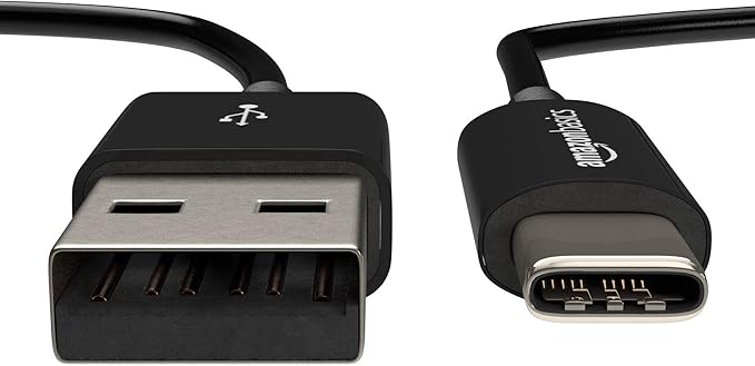 Amazon Basics USB-C to USB-A 2.0 Fast Charger Cable, 480Mbps Data Transfer Speed, USB-IF Certified, for Apple iPhone 16/15, iPad, Samsung Galaxy, Tablets, Car, 3ft, Black