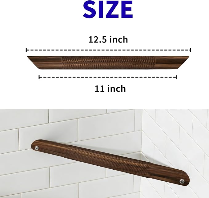 Shower Foot Rest Bar– Stainless Steel Shower Foot Rest for Shaving Legs with Non-Slip Grip, Space-Saving & disassembly Design for Bathroom– Walnut