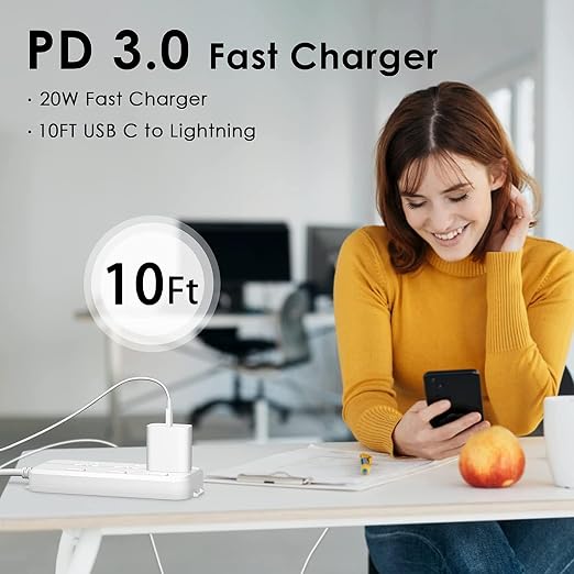 Fast Charger iPhone [Apple MFi Certified],iPhone Charger 2 Pack USB C Rapid Charger iPhone Block with 2Pcs 10FT Apple USB C to Lightning Cable for iPhone 14 Pro/13Pro Max/12/11Pro/Mini/XR/8/iPad