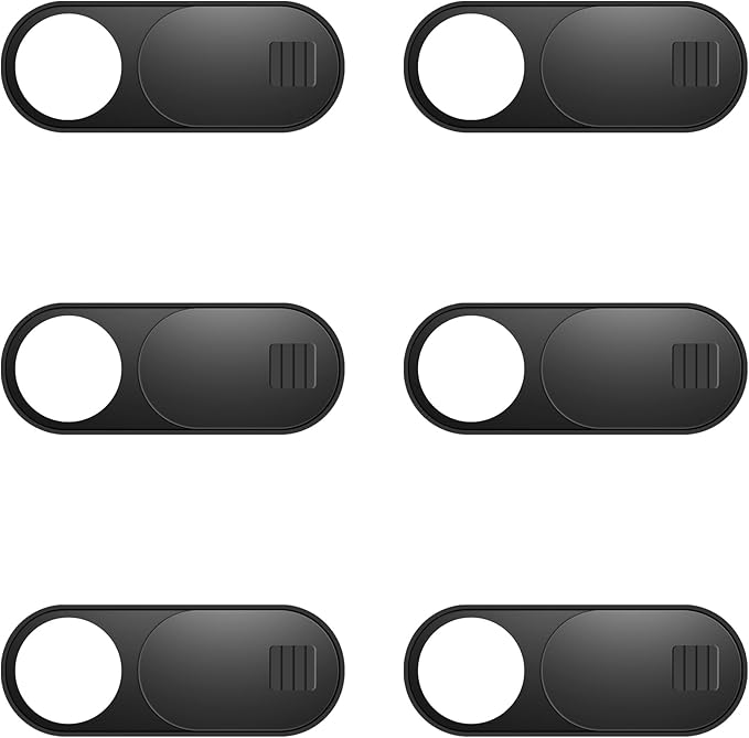ZUCUCUC Laptop Camera Cover Slide, Camera Cover, 6 Pack Ultra Thin Webcam Cover Slide for Laptop, Desktop, PC, Tablet, Smartphone, Protect Your Privacy and Security(Black)
