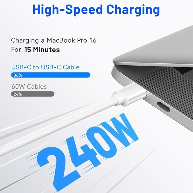 240W USB C to C Charging Cable 10ft,Type C to C Fast Charger Cord Long for Apple iPhone 17 Pro Max/17 Pro/16 Pro/16/15/Macbook Pro/Macbook Air/iPad Pro/Air/Laptop/Samsung Galaxy S25 S24 S23 Ultra/Plus