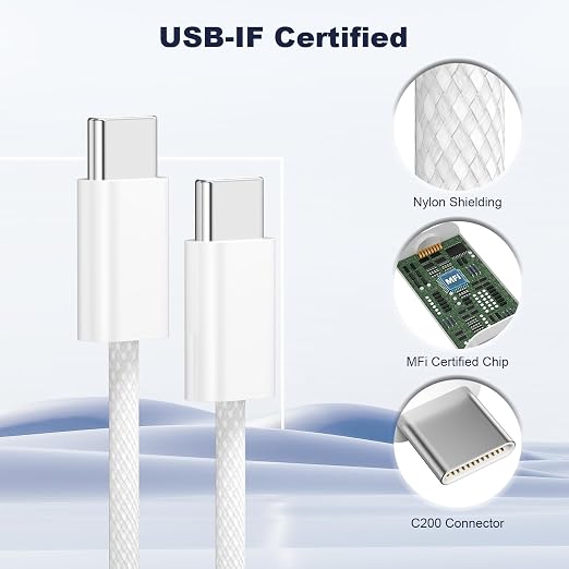 Quickeep USB C to USB C Cable 6 FT 2 Pack, Nylon Braided 60W iPhone 17 16 15 Charger Cord, Type C Charger Fast Charging, USBC to USBC Cable for iPhone 15 16 Pro Plus Pro Max/iPad Pro/Air