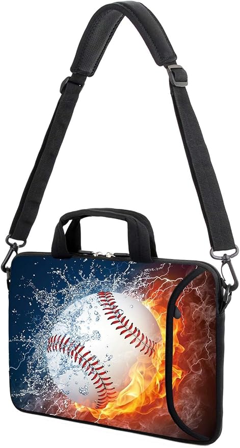 AMARY 17" Laptop Shoulder Bag Carrying Case Adjustable shoulder straps, comfortable handle, front pocket for storing mouse (Baseball)