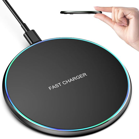 Wireless Charger Compatible with iPhone 17 16 15 14 13 12 11 Pro Max/Mini/Plus/XR/X/8, 15W Max Fast Wireless Charging Pad Mat for Samsung Galaxy S23/S22/S21/S20/S10, Galaxy Buds