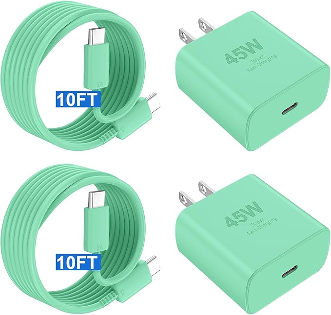 Phone 17 16 Pro Max Charger Fast Charging,45W Phone 17 Charger Type C Chargers USB C Charge Block &10FT Long C Charging Cables Cord for Phones 17/17 Pro/ 17 Pro Max/Air/16 15 Pro Max,Green