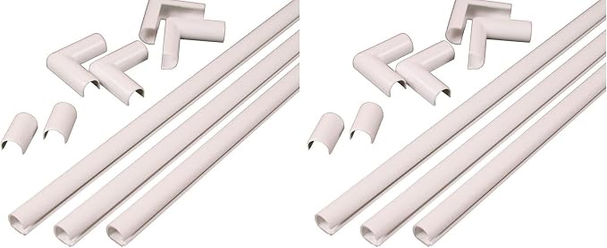 Wiremold Cable Management Kit, Cordmate, Cord Organizer and Hider, Cord Cover, Concealer, and Protector for Wall, White, Single Cord, C110 (Pack of 2)
