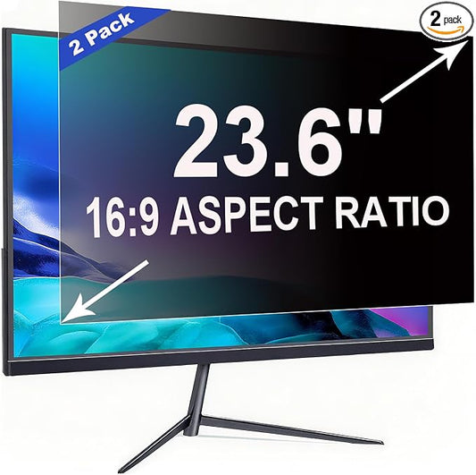 2 Pack Privacy Screen for 23.6 Inch 16:9 (52.2x29.4cm) Computer Monitor - Blue Light Filter & Anti-Glare, Removable Screen Privacy Shield | PC Protector Film for Office