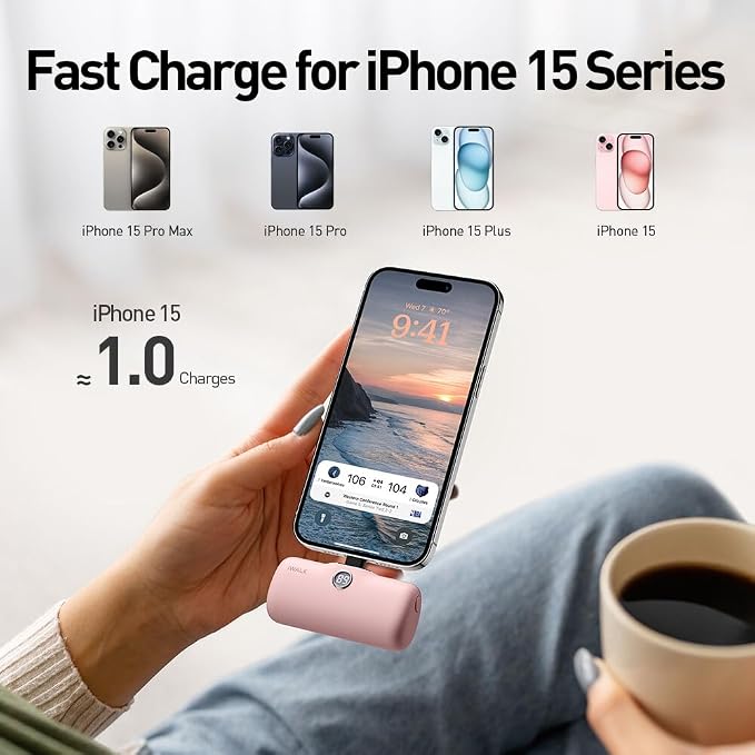 iWALK USB-C Portable Charger for iPhone 15/16, Mini 20W 4,800mAh Wireless Power Bank Fast Charging Travel Battery Pack Compatible with iPhone 16/15/15 Plus/15 Pro/15 Pro Max, Andriod Phone Samsung