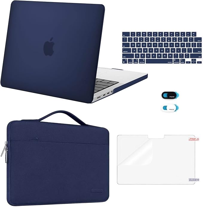 MOSISO Compatible with MacBook Pro 14 inch Case M5 2026 M4 M3 M2 M1 2025-2021 A3427 A3426 A3434 A3112 A3185 A3401 A2918 A2992 A2779 A2442, Case&Bag&Keyboard Skin&Webcam Cover&ScreenFilm, Navy Blue