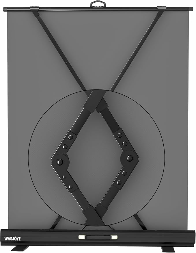 WASJOYE Retractable White Backdrop Screen - 62.2 x 79 in Professional Pull Up Panel Auto-Locking Wrinkle-Resistant Photography Background for Video Conference, Live Game, Photographic Studio Streaming
