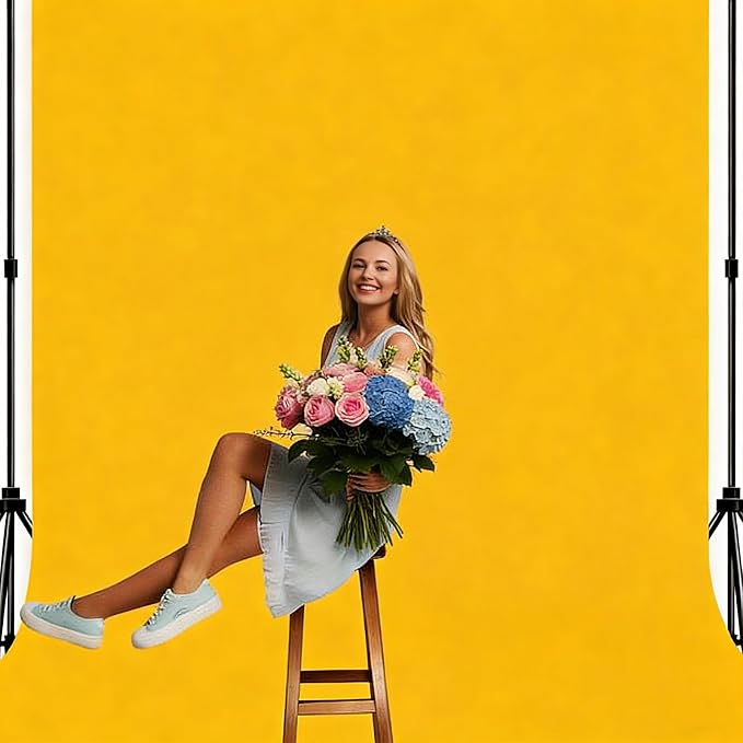Photo Backdrop Yellow Background Fabric Professional Photography Solution 8x10ft Seamless Design Eliminate Wrinkles Short Video Food Photography Summer Theme Event